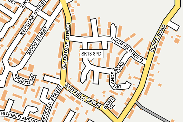 SK13 8PD map - OS OpenMap – Local (Ordnance Survey)