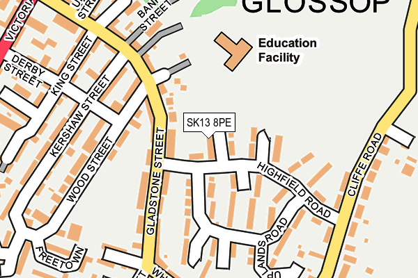 SK13 8PE map - OS OpenMap – Local (Ordnance Survey)