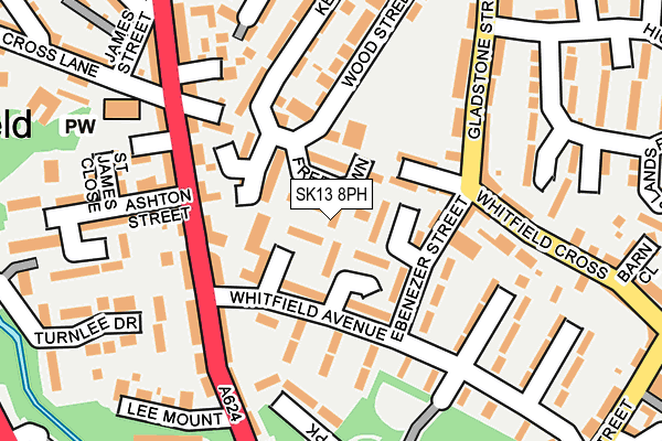 SK13 8PH map - OS OpenMap – Local (Ordnance Survey)