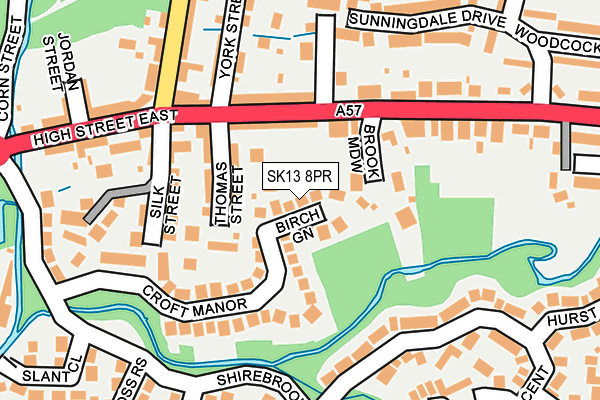 SK13 8PR map - OS OpenMap – Local (Ordnance Survey)