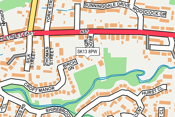 SK13 8PW map - OS OpenMap – Local (Ordnance Survey)