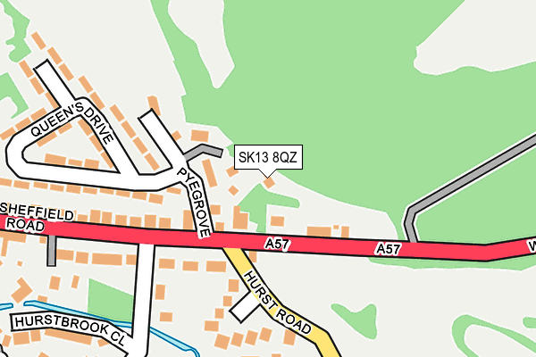 SK13 8QZ map - OS OpenMap – Local (Ordnance Survey)