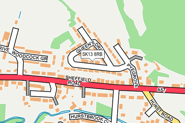 SK13 8RB map - OS OpenMap – Local (Ordnance Survey)