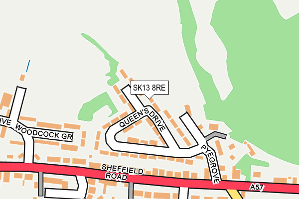 SK13 8RE map - OS OpenMap – Local (Ordnance Survey)