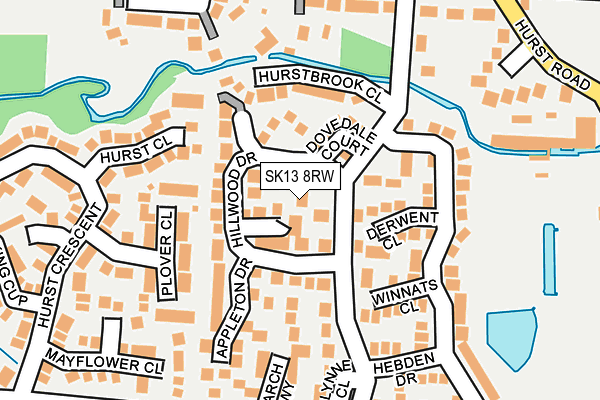 SK13 8RW map - OS OpenMap – Local (Ordnance Survey)