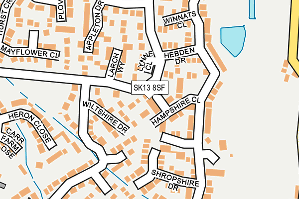 SK13 8SF map - OS OpenMap – Local (Ordnance Survey)