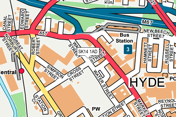 SK14 1AD map - OS OpenMap – Local (Ordnance Survey)