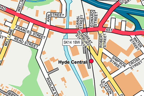 SK14 1BW map - OS OpenMap – Local (Ordnance Survey)