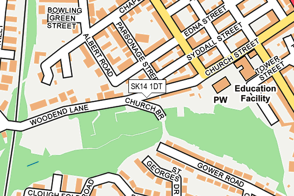 SK14 1DT map - OS OpenMap – Local (Ordnance Survey)