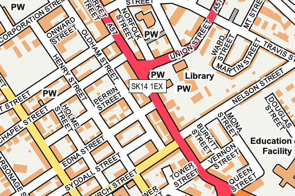SK14 1EX map - OS OpenMap – Local (Ordnance Survey)