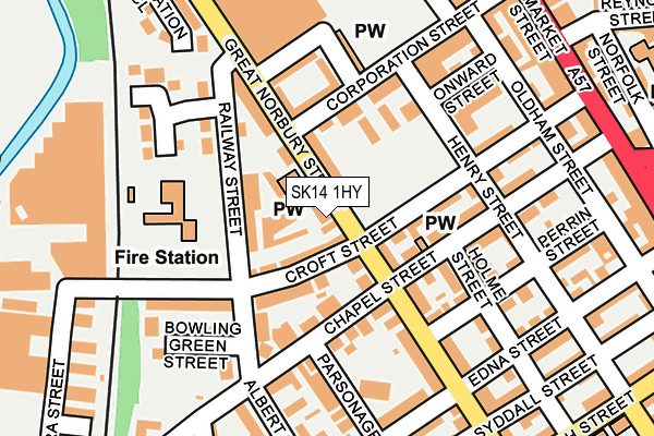 SK14 1HY map - OS OpenMap – Local (Ordnance Survey)