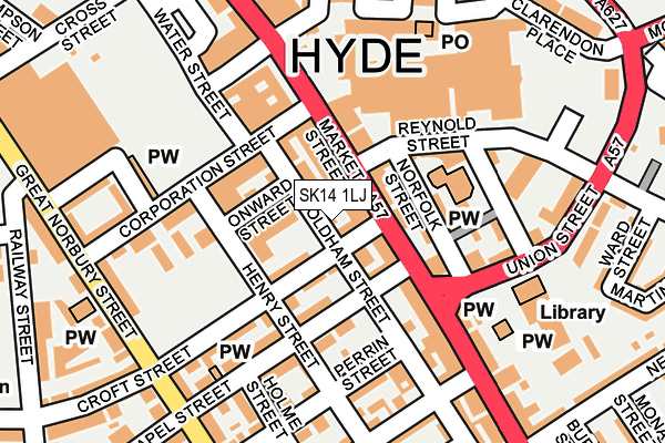 SK14 1LJ map - OS OpenMap – Local (Ordnance Survey)