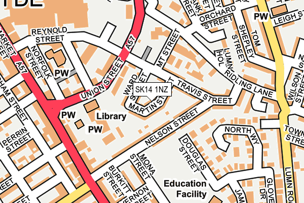 SK14 1NZ map - OS OpenMap – Local (Ordnance Survey)