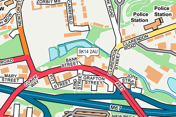 SK14 2AU map - OS OpenMap – Local (Ordnance Survey)