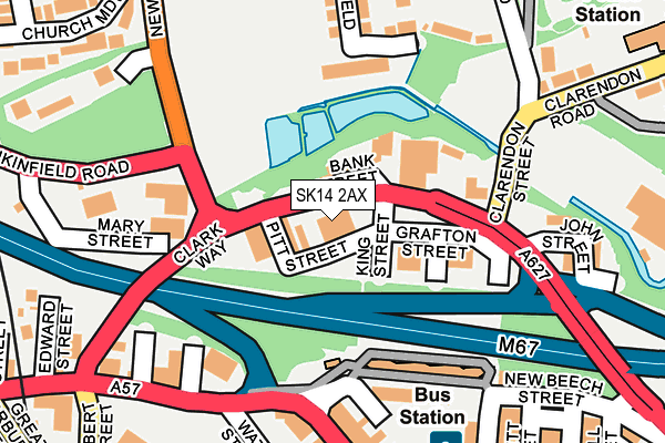 SK14 2AX map - OS OpenMap – Local (Ordnance Survey)