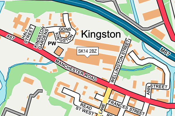 SK14 2BZ map - OS OpenMap – Local (Ordnance Survey)