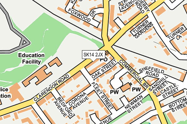 SK14 2JX map - OS OpenMap – Local (Ordnance Survey)
