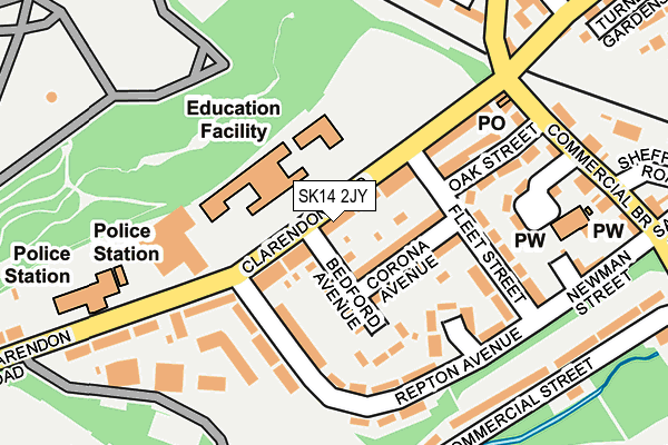 SK14 2JY map - OS OpenMap – Local (Ordnance Survey)