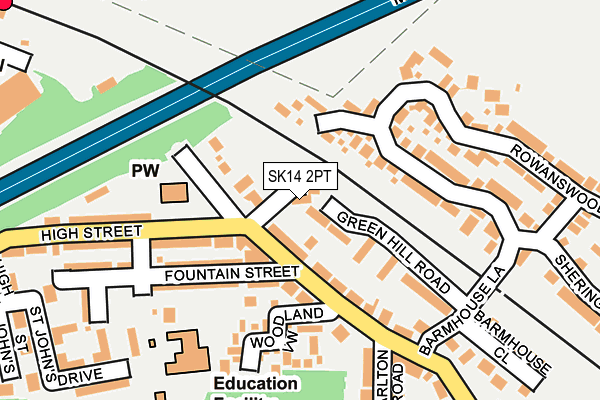 SK14 2PT map - OS OpenMap – Local (Ordnance Survey)
