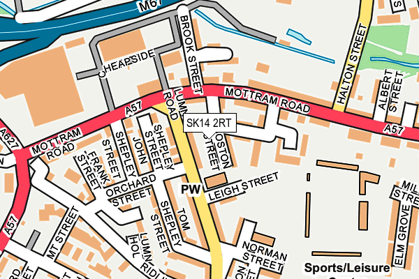 SK14 2RT map - OS OpenMap – Local (Ordnance Survey)