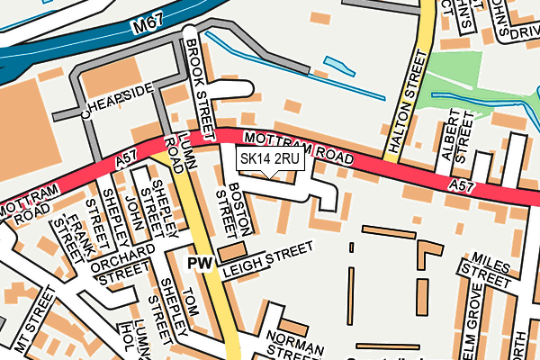SK14 2RU map - OS OpenMap – Local (Ordnance Survey)