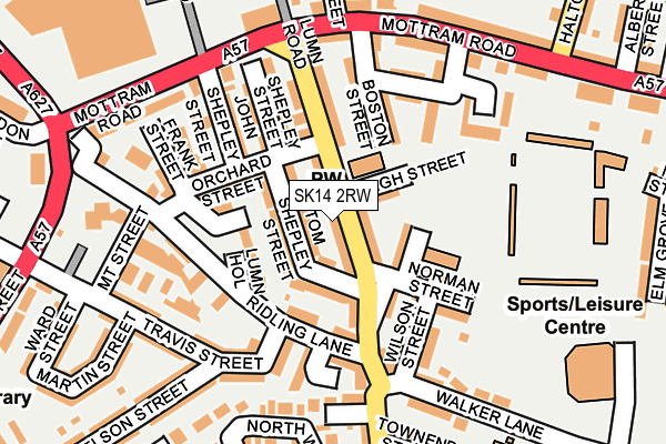 SK14 2RW map - OS OpenMap – Local (Ordnance Survey)
