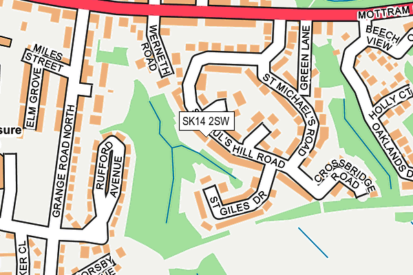 SK14 2SW map - OS OpenMap – Local (Ordnance Survey)