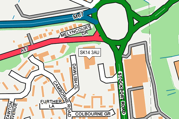 SK14 3AU map - OS OpenMap – Local (Ordnance Survey)