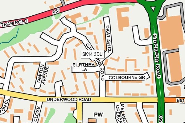 SK14 3DU map - OS OpenMap – Local (Ordnance Survey)