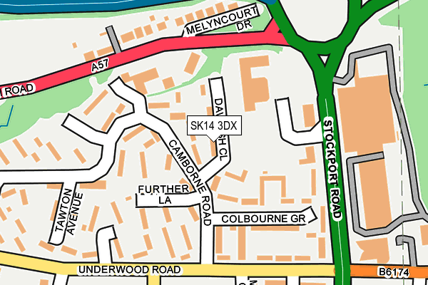 SK14 3DX map - OS OpenMap – Local (Ordnance Survey)