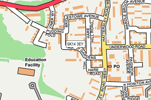 SK14 3EY map - OS OpenMap – Local (Ordnance Survey)