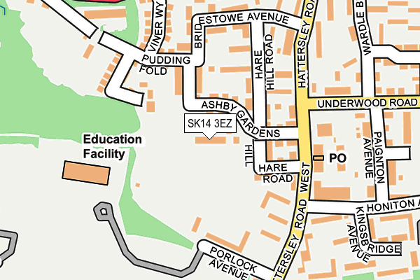 SK14 3EZ map - OS OpenMap – Local (Ordnance Survey)