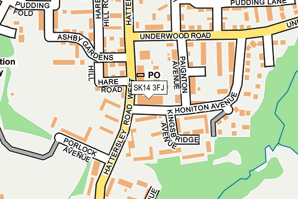 SK14 3FJ map - OS OpenMap – Local (Ordnance Survey)