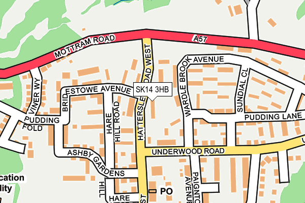SK14 3HB map - OS OpenMap – Local (Ordnance Survey)