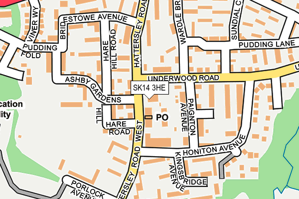 SK14 3HE map - OS OpenMap – Local (Ordnance Survey)