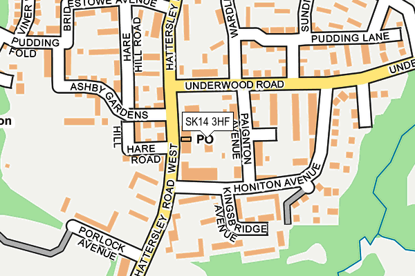 SK14 3HF map - OS OpenMap – Local (Ordnance Survey)