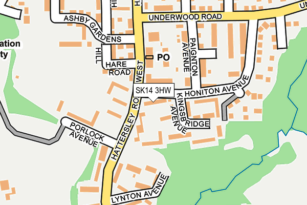 SK14 3HW map - OS OpenMap – Local (Ordnance Survey)