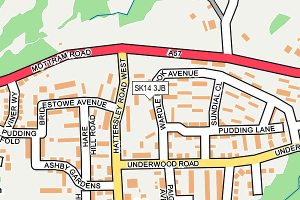 SK14 3JB map - OS OpenMap – Local (Ordnance Survey)