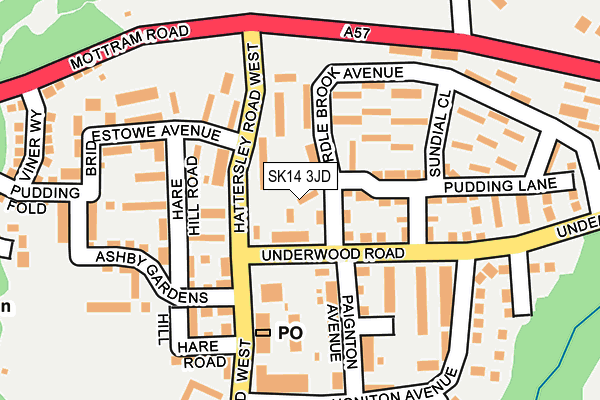 SK14 3JD map - OS OpenMap – Local (Ordnance Survey)