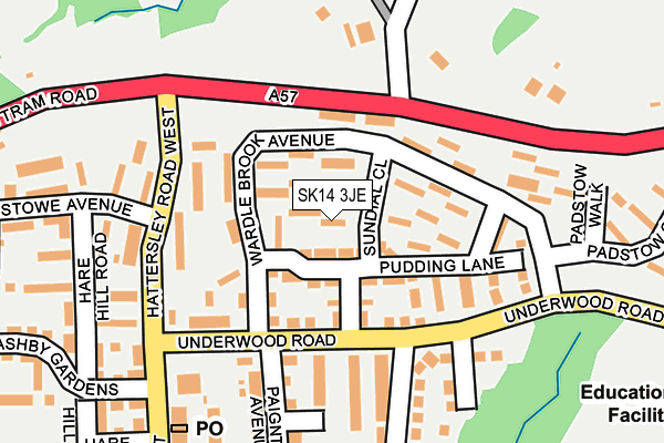 SK14 3JE map - OS OpenMap – Local (Ordnance Survey)