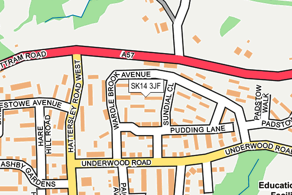 SK14 3JF map - OS OpenMap – Local (Ordnance Survey)