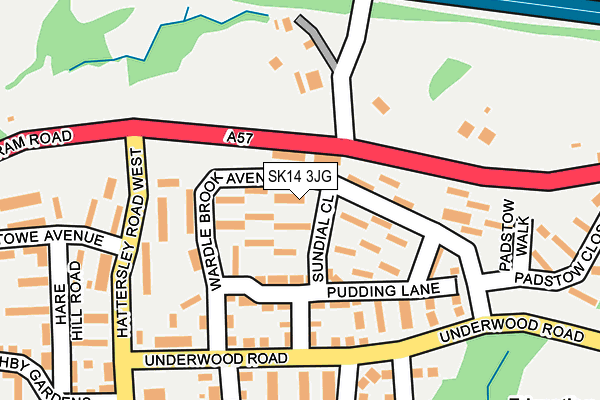 SK14 3JG map - OS OpenMap – Local (Ordnance Survey)