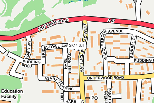 SK14 3JT map - OS OpenMap – Local (Ordnance Survey)