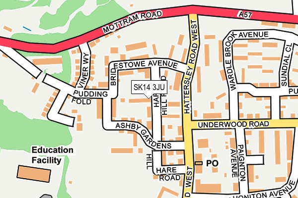 SK14 3JU map - OS OpenMap – Local (Ordnance Survey)