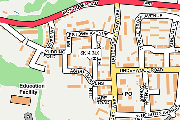 SK14 3JX map - OS OpenMap – Local (Ordnance Survey)