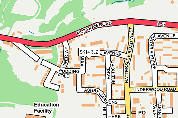 SK14 3JZ map - OS OpenMap – Local (Ordnance Survey)