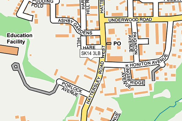 SK14 3LB map - OS OpenMap – Local (Ordnance Survey)