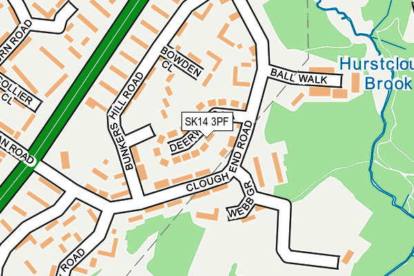 SK14 3PF map - OS OpenMap – Local (Ordnance Survey)