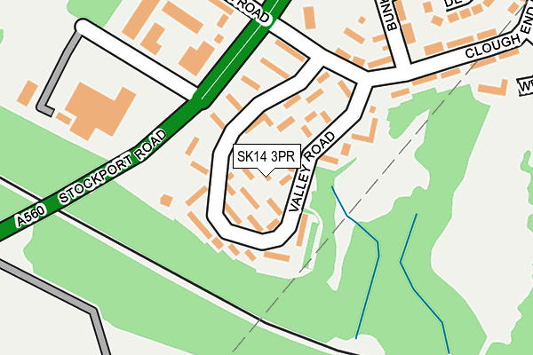 SK14 3PR map - OS OpenMap – Local (Ordnance Survey)