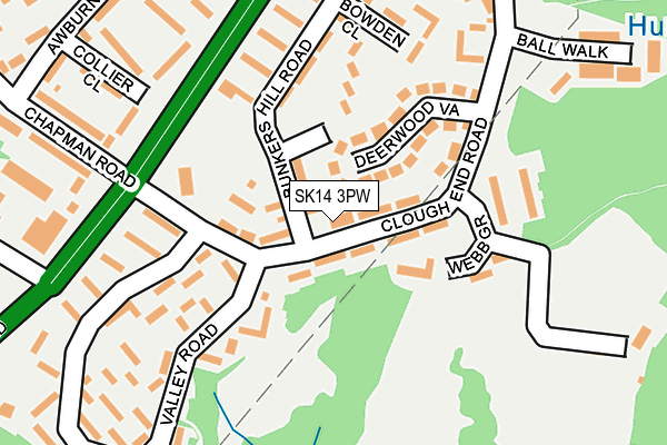 SK14 3PW map - OS OpenMap – Local (Ordnance Survey)